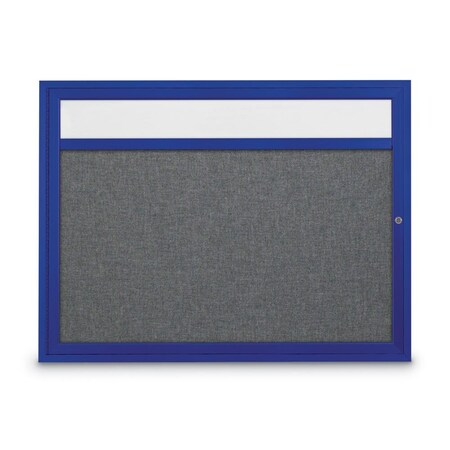 United Visual Products Slim Enclosed Corkboard, 30"x36", Bronze Alum Frame/Ultramarine UVEB3036-BRONZE-ULTMAR